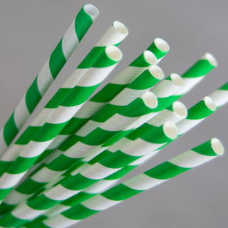 Paper Regular Straws - Green Stripe 250Pk