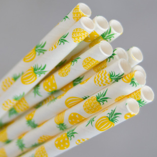 Paper Regular Straw - Pineapple Design 250pk